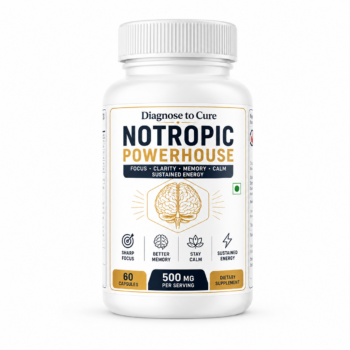 Diagnose to Cure Notropic Powerhouse | Study Support Supplement for Students | Focus, Memory, Calm & Mental Clarity | 60 Capsules | 500 mg